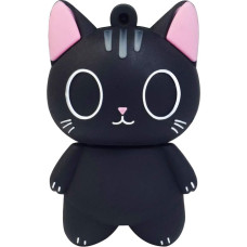64GB USB atmintinė Didelės spartos silikoninė atminties kortelė Cartoon Memory Stick Pen Drive Nešiojamasis kompiuteris PC Windows 64GB Juoda katė