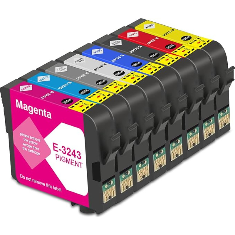 Atnaujinta T324 rašalo kasetė, skirta EPS T3240 T3241 T3242 T3243 T3244 T3247 T3248 T3249 EPS SC-P400 spausdintuvui (8 vnt.)