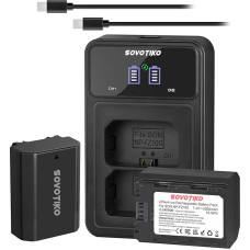 NP-FZ100 2500 mAh pakaitinė baterija, 2 vnt., su dviejų prievadų įkrovikliu, skirta 