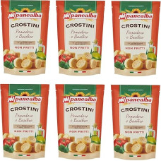 6 x Panealba Crostini Pomodoro e Basilico Skrebučiai su pomidorais ir bazilikais Sūdytas užkandis Nekeptas Nekeptas 100 g