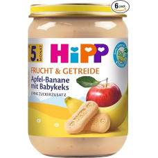HiPP Apple-Banana with Baby Biscuit, Pack of 6 (6 x 190 g)