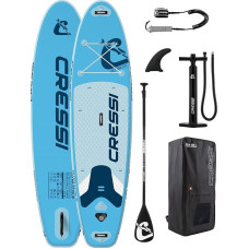 Cressi seit 1946 - Ultra Isup Set - Aufblasbares SUP Board für Erwachsene Große Stabilität Strapazierfähigkeit Komplett Zubehör Paddel Flosse Pumpe Leine Tasche - Hellblau_320x81x8 cm Max 130 kg