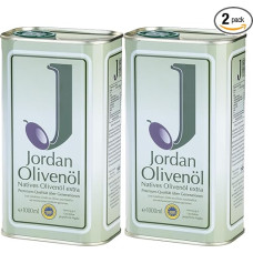 „Jordan Olivenöl“ – aukščiausios kokybės pirmojo spaudimo alyvuogių aliejus iš Graikijos Lesbo salos, tradiciškai rankomis nuimtas derlius, šaltasis spaudimas derliaus nuėmimo dieną, tradicinio retro stiliaus kanistras su pilstymo snapeliu, 1 litras (2 vn