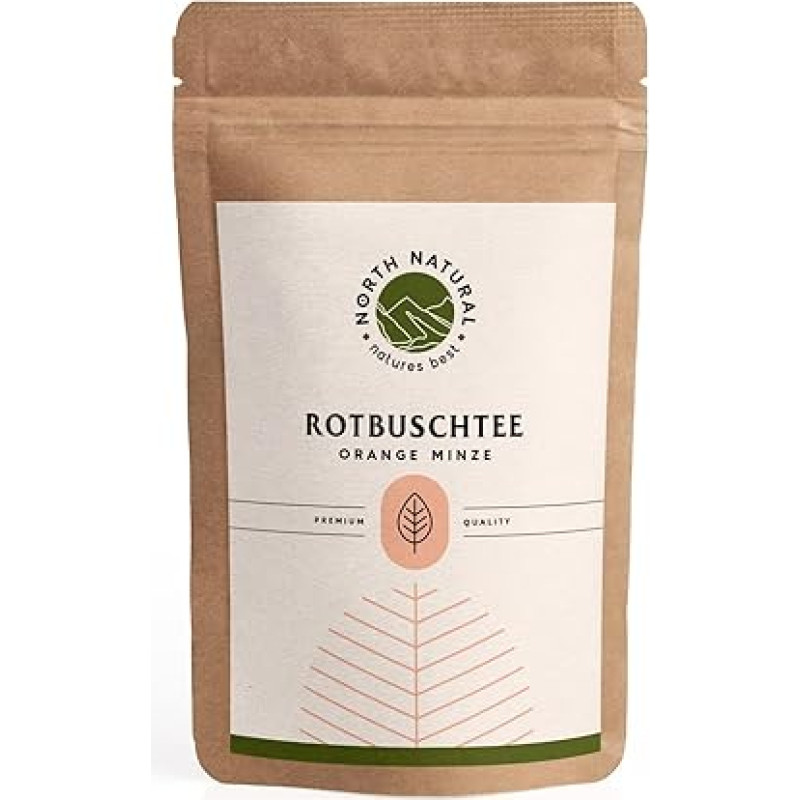 Rooibos su apelsinu ir mėtų | Rotbuscho arbata su apelsino skiltelėmis ir nanaminte | 100 g | North Natural