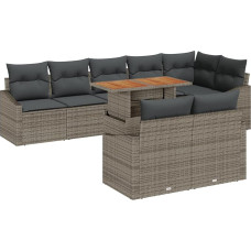 Rantry 9 Piece Garden Sofa Set with Cushion Grey Poly Rattan Garden Lounge Model3358589