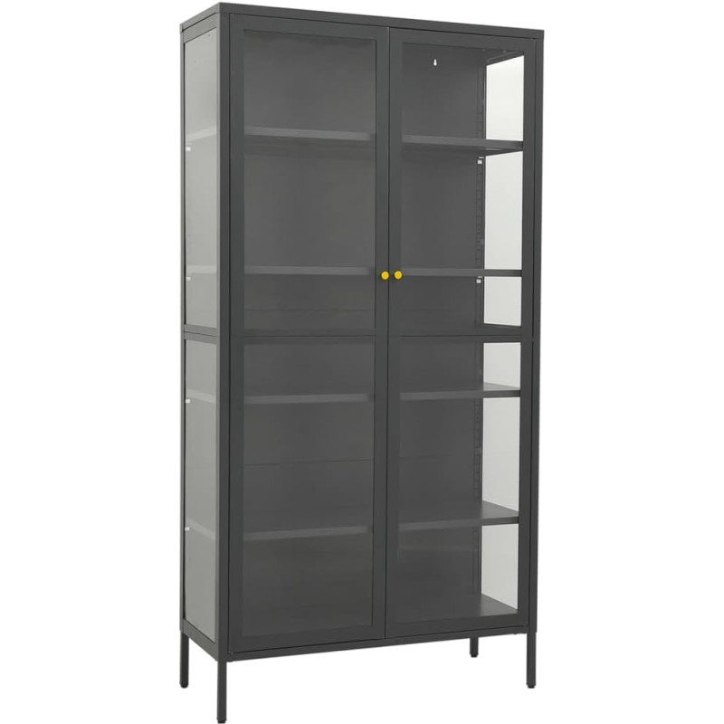 vidaXL Display Cabinet Anthracite 90 x 40 x 180 cm Steel and Tempered Glass