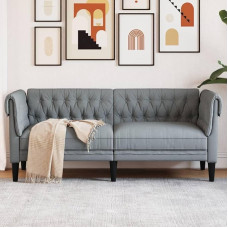 Chesterfield 372547 2-Seater Light Grey Fabric, Lounge Sofa, Sofas & Couches, Relax Sofa, Couch for Living Room, Couch with Sleep Function