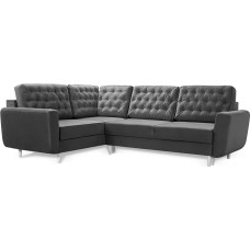 „Robin Linda“ kampinė sofa su miego funkcija, sofa-lova su daiktų laikymo dėže ir pagalve, atskira L formos kampinė sofa, minkšta sofa su miego funkcija | 250 cm L formos sofa-lova, 4 vietų, 2 daiktų laikymo dėžės, 5 pagalvėlės, atskira kampinė sofa, akso