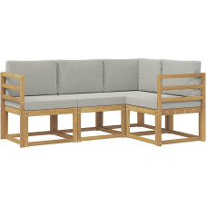 Fengshui Akazienholz Sofagarnitur 4-teilig Weiß Hellgrau | Massivholz, wetterbeständig lackiert, modulares Design, pflegeleicht