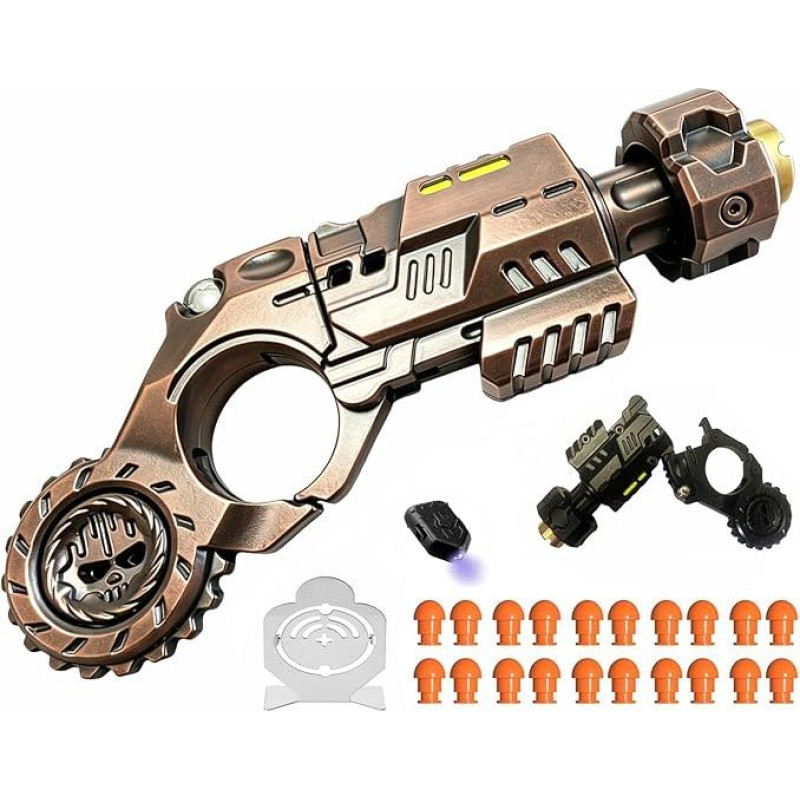 Metalinis EDC žaislinis pistoletas, + 20 minkštų kulkų, skirtas stresui mažinti, keli žaidimo režimai, žaislinis pistoletas su minkštomis kulkomis ir mini plieniniu disku, skirtas kolekcionavimui / dovanai