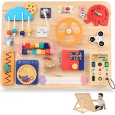Potatomato Montessori Colourful Busy Board with LED Light and Stand - Sensory Toy Activity Table for Babies and Children - Baby Toy Gift for Birth