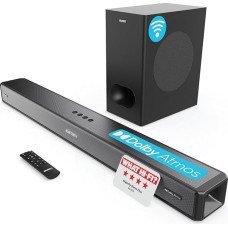Majority Sierra 2.1.2 Dolby Atmos Soundbar | Wireless Subwoofer I 400W Powerful Surround Sound | Home Cinema 3D Audio with Up-Firing Atmos Speaker | HDMI ARC, HDMI, Bluetooth, USB and