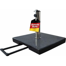 Gardissimo Trolley Granite Base Move 50 kg with Wheels Black Granite | For parasols up to 54 mm tube diameter, pull-out handle, stainless steel umbrella holder