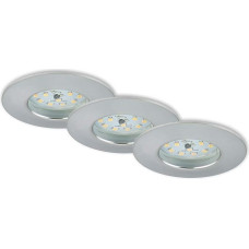„Briloner Leuchten“ 7295-039 LED įleidžiamieji šviestuvai, 3 vnt. rinkinys, reguliuojamo ryškumo lubiniai šviestuvai, kiekvienas 6,5 vato, 570 liumenų, 3 000 kelvinų, IP44, aliuminis, 75 x 28 mm (g x aukštis), 7295-039