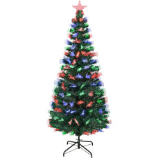 Uten Christmas Tree 1.2 m, Christmas Tree with Lighting, 125 PVC Tip, 3-Colour Fibre Optic Light, 8 Modes, Metal Stand, Christmas Decoration for Indoor and Outdoor Use