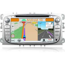 YUNTX Android 13 automobilinis radijas, skirtas Ford Focus/Mondeo/S-Max/Connect (2008-2011 m.) Radijas su GPS Navi-CarPlay/Android Car/Bluetooth 5.0/DAB/USB/WiFi/4G/Mirrorlink Free Camera + Canbus + MIC-2 DIN IPS 7 colių