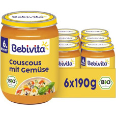 „Bebivita“ kuskusas su daržovėmis, 6 vnt. pakuotė (6 x 190 g), meniu nuo 6 mėnesių