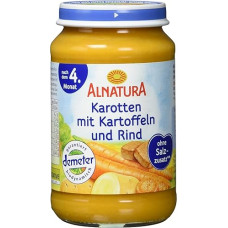 „Alnatura“ ekologiškos morkos su bulvėmis ir jautiena, nuo 4 mėnesių, 190 g, vidutinio dydžio