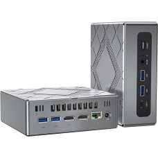 „NiPoGi CK10“ mini kompiuteris su „Windows 11 Pro“, „Intel Core i5 12600H“ procesoriumi (12C/16T, 4,5 GHz, 18 MB talpyklos) Mini kompiuteris biurui: 16 GB + 16 GB RAM, 3200 MHz, 512 GB M.2 NVMe SSD, „Wi-Fi 6“ / „BT 5.2“ / 2 × HDMI + 1 × VGA, trys 4K UHD e