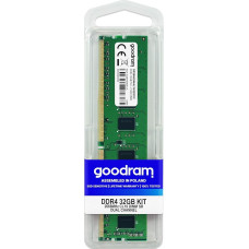 „Goodram“ – DDR4 DIMM RAM – 32 GB, 2666 MHz, CL19, 1,2 V, stacionarinių kompiuterių ir nešiojamųjų kompiuterių atmintis – vienos eilės – vienkanalė konfigūracija – aukštos kokybės komponentai – juoda, 133,35 × 31,25 × 2,5 mm