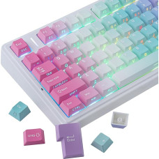 PBT Keycaps, 133 Keys Y2K Aesthetic Gradient Keycaps, Double Shot Shine Through Side Printed Keycap, Cherry Profile Dye Sublimation Custom Keycap for Cherry MX Switch Mechanical Keyboards