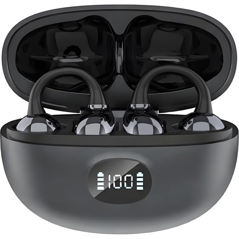 Open Ear Headphones Bluetooth 5.4 with 4.8 g Lightweight and Comfortable Clip On Headphones, Open Ear Wireless Earbuds, Comfort Earphones, 65 Hours Running Time for Sports, Running