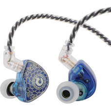 LINSOUL TANGZU Wan'er S.G HiFi 10 mm Dynamic Driver PET Membrane In-Ear Headphones with Ergonomic Shape, Removable Recessed 2-Pin OFC Braided Cable for Musicians DJ Stage (Blue, with Microphone)