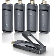 Wireless HDMI Transmitter & 4 Receivers, 5G/4K Decoding HDMI Wireless Transmission Extender Supports up to 6RXs, 1080P Video Stream from Laptop, Camera TV Box to Multiple TV, Projector, Monitor 165FT