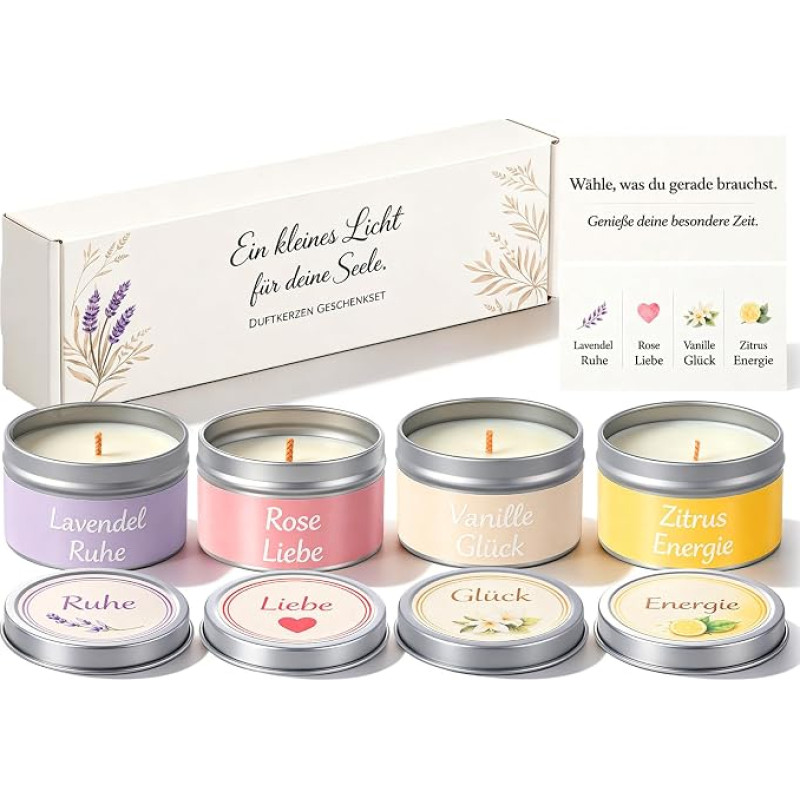 Hestya Scented Candles Gift Set for Women Scented Candle with 4 Fragrances