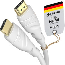 „KabelDirekt“ 4K HDMI laidas – 15 m – baltas – skirtas PS5, „Blu-ray“, „Xbox“, „Switch“