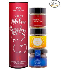 Hallingers Von Nikolaus - Christmas 3-Piece Gift Set with Tea, Jam and Spice - Festive Enjoyment Set as a Gift, Vegan (Set) - Gift Ideas Christmas & Gifts Advent Calendar