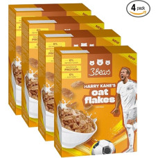„3Bears“ avižų dribsnių pusryčių dribsniai, 4 x 250 g – traškūs pusryčių dribsniai su neskaldytomis avižomis – ląstelienos šaltinis, veganiški, be pramoninio cukraus – sukurti kartu su Harry Kane’u