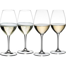 RIEDEL „Wine Friendly 003“ – baltojo vyno ir šampano taurės, 4 vnt. rinkinys, krištolas, pagamintos mašininiu būdu