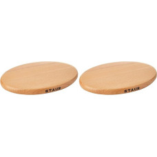 STAUB magnetinis medinis padėklas, ovalus, 21 x 15 cm, tinka visiems magnetiniams puodams ir keptuvėms, iš bukmedžio (2 vnt. rinkinys)