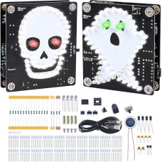 Halloween Löten Kit, Schädel Geist PCB Board Elektronik Kit mit Blinklicht, Halloween Musik für Halloween Party Home Decoration
