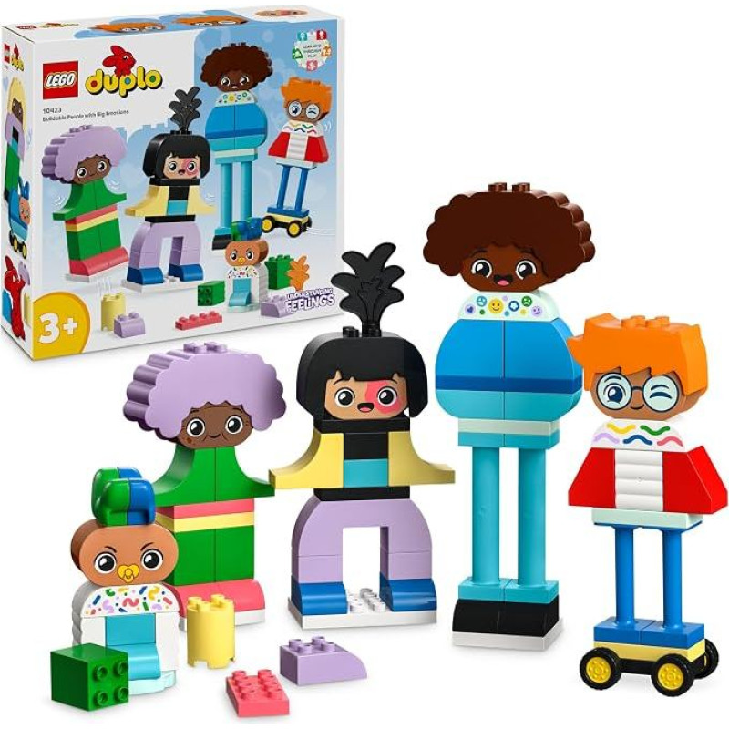 „LEGO DUPLO Town“ rinkinys „Buildable People with Big Feelings“ – ugdomasis žaislas vaikams nuo 3 metų – „Montessori“ žaislas su 5 figūrėlėmis vaidmenų žaidimams – 71 statybinė kaladėlė – dovana vaikams 10423