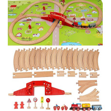 „TOWO“ medinis geležinkelio rinkinys su miesto žemėlapiu „Shinington Rail Set“