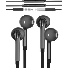 Headphones 3.5 mm Headphones with Cable Compatible with Samsung Galaxy (Pack of 2) Gaming Microphone Headphones In-Ear PC Jack Cable Headphones Music Smartphone Phone MP3 Wired Aux Headphones S6-ej