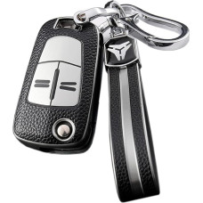 HIBEYO Flip Key Car Key Case Fits Vauxhall Key Case Protective Cover for Vauxhall Corsa Astra Vectra Zafira Antara Mokka Tigra B Remote Control Key Shell TPU Leather Texture Silver