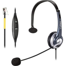 Landline Phone Headset with Microphone Noise Cancelling, RJ9 Phone Headset Compatible with Yealink T41 T42S T46S T48S Avaya 1608 9608 Cisco 7905 7911 Grandstream GXP2140 Office IP Mobile Phones