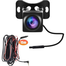 CAMECHO Full Colour HD Reversing Camera 4-Pin for Carplay and Android Car Portable Car Radio Kit, 15 m Cable, 2.5 mm AVIN Connection + 4-Pin Connection