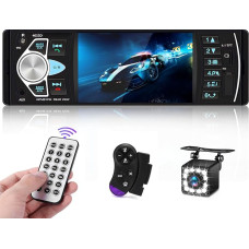 Hikity Car Radio Bluetooth Car Radio 1Din with 4.1 Inch TFT Digital Screen with Bluetooth Hands-Free Kit FM USB AUX TF SWC Reversing Camera