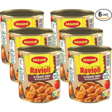 MAGGI Ravioli su aštriu padažu, koldūnai su mėsos įdaru, skanus paruoštas maistas puodui ir mikrobangų krosnelei, 6 vnt. (6 x 800 g)