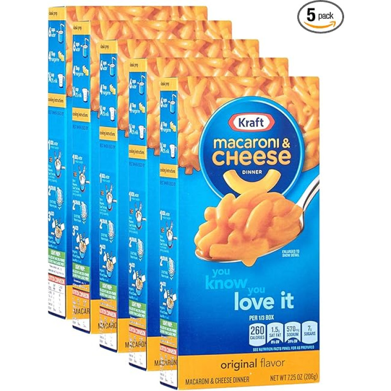 Kraft Macaroni and Cheese The Cheesiest, Pack of 5 (5 x 206 g)
