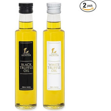 TruffleHunter - Schwarzes und Weißes Trüffelöl im Set - Natives Olivenöl extra zum Kochen & Würzen - 250 ml x 2