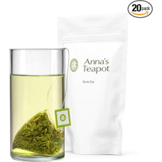 Anna's Teapot Sencha Green Tea Organic Bags - Organic Japanese Green Tea 20 Pyramid Bags in a Resealable Sleeve