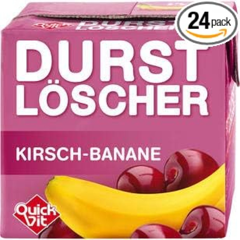 24 Packs of 500 ml Quickfit Kiba Banana Sour Cherry Thirst Quencher with Straw