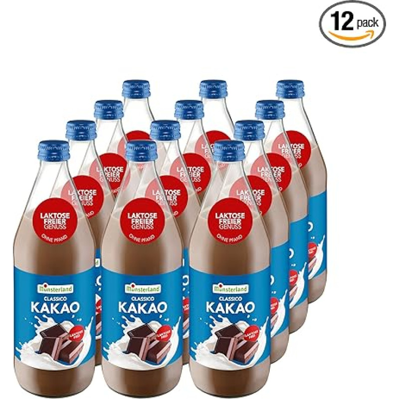 Münsterland Cocoa Drink Lactose Free, Pack of 12 (12 x 500 ml)