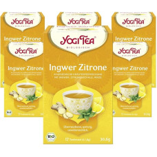 YOGI TEA, Imbieras Citrina, Ajurvedinė ekologiška prieskonių ir žolelių arbata, natūraliai be kofeino, imbiero, citrinos žievelės, mėtų mišinys, Yogi Tea, 6 vnt., 6 x 17 maišelių (iš viso 102 arbatos maišeliai)