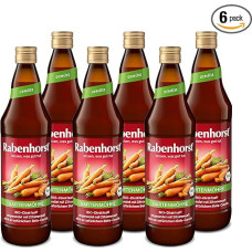 RABENHORST Garden Carrot Organic 6 vnt. (6 x 700 ml) - aukštos kokybės morkų sultys su citrinų sultimis